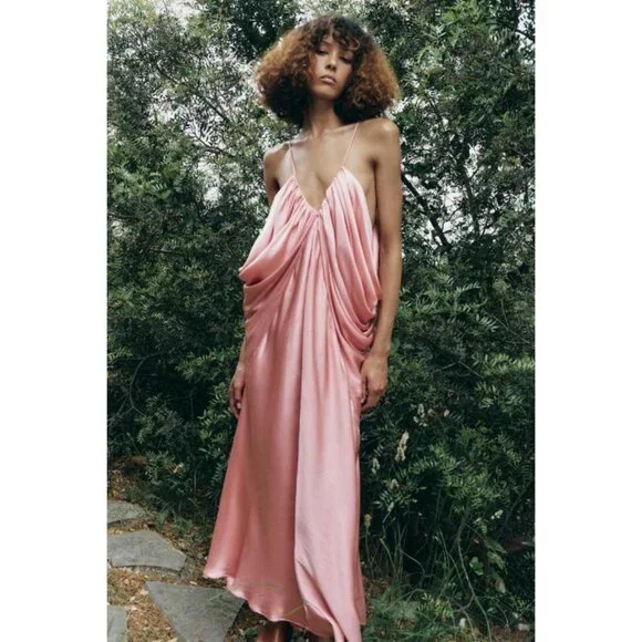 ZARA ZW COLLECTION SATIN VOLUME DRESS - Picture 12 of 16